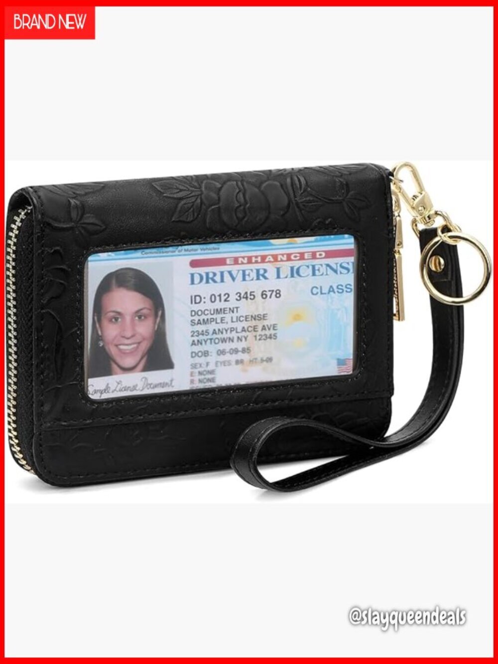 Leather RFID Blocking Wristlet Card Holder with ID Window